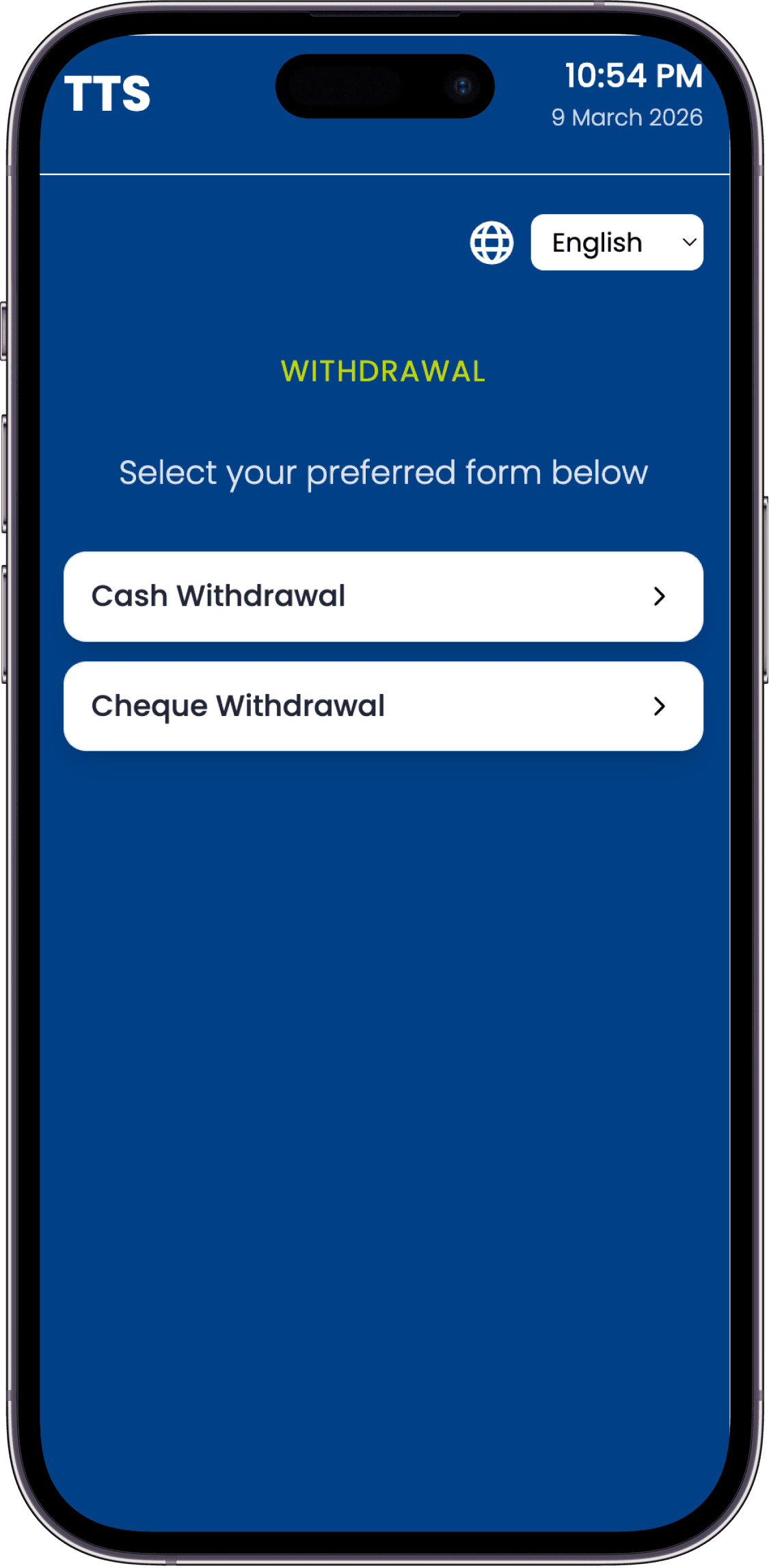 GiTLog Webforms withdrawal form on a phone